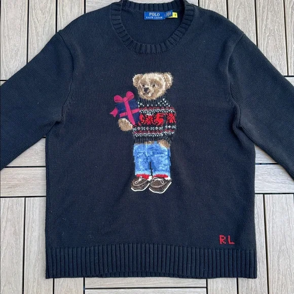 Polo Ralph Lauren black teddy bear crewneck sweater